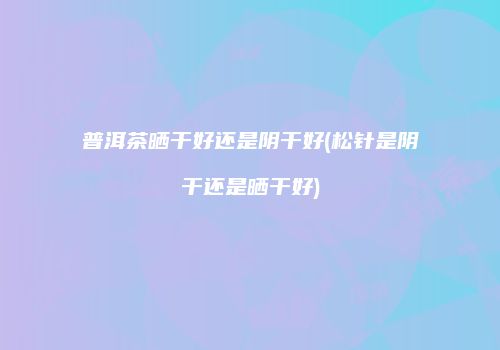 普洱茶晒干好还是阴干好(松针是阴干还是晒干好)