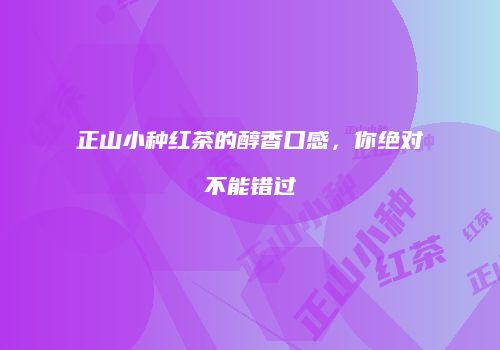正山小种红茶的醇香口感，你绝对不能错过