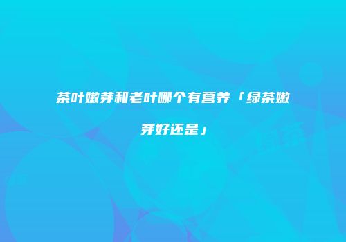 茶叶嫩芽和老叶哪个有营养「绿茶嫩芽好还是」