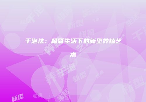 干泡法：极简生活下的新型养植艺术
