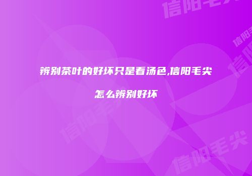 辨别茶叶的好坏只是看汤色,信阳毛尖怎么辨别好坏