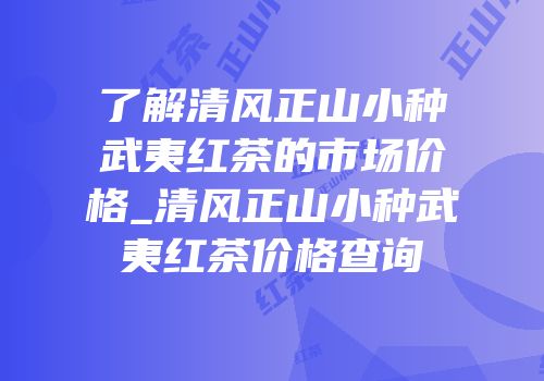 了解清风正山小种武夷红茶的市场价格_清风正山小种武夷红茶价格查询