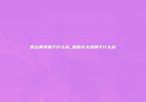 霍山黄芽属于什么茶_信阳毛尖是属于什么茶