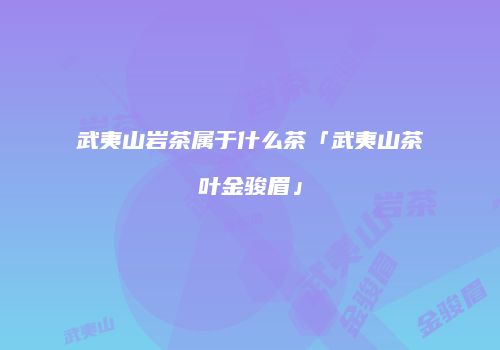 武夷山岩茶属于什么茶「武夷山茶叶金骏眉」