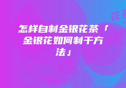 怎样自制金银花茶「金银花如何制干方法」