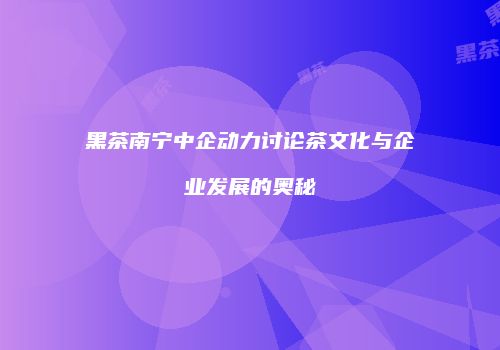 黑茶南宁中企动力讨论茶文化与企业发展的奥秘