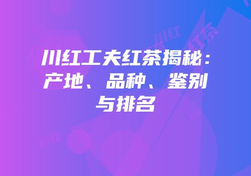 川红工夫红茶揭秘：产地、品种、鉴别与排名