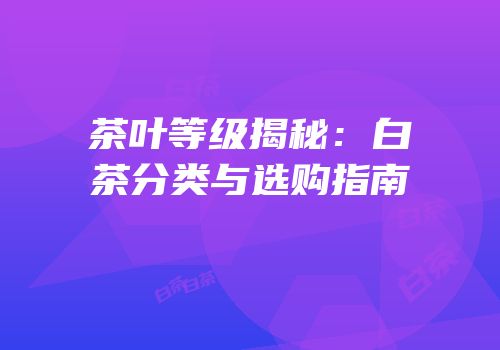 茶叶等级揭秘：白茶分类与选购指南