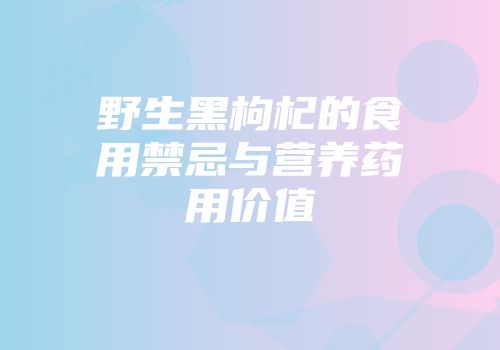 野生黑枸杞的食用禁忌与营养药用价值