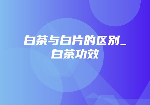 白茶与白片的区别_白茶功效