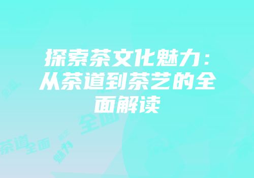 探索茶文化魅力：从茶道到茶艺的全面解读