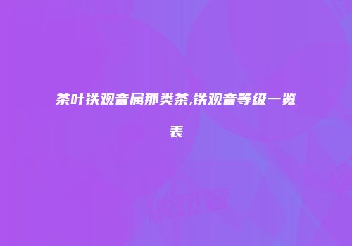 茶叶铁观音属那类茶,铁观音等级一览表