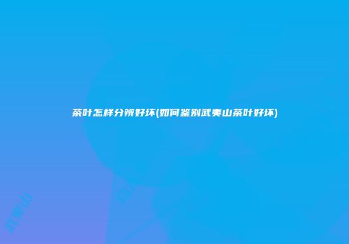 茶叶怎样分辨好坏(如何鉴别武夷山茶叶好坏)