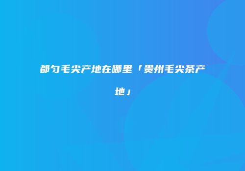都匀毛尖产地在哪里「贵州毛尖茶产地」