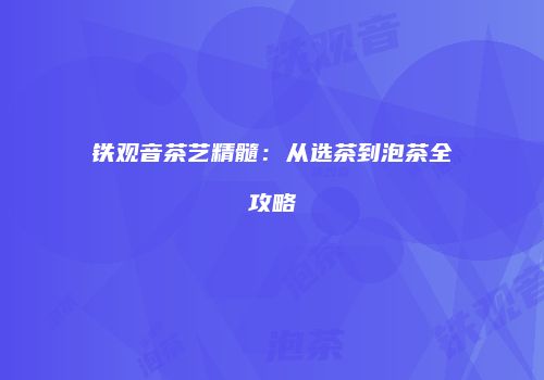 铁观音茶艺精髓：从选茶到泡茶全攻略