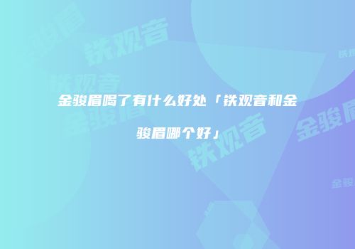 金骏眉喝了有什么好处「铁观音和金骏眉哪个好」