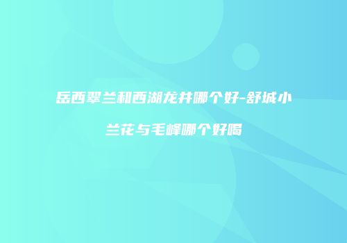 岳西翠兰和西湖龙井哪个好-舒城小兰花与毛峰哪个好喝