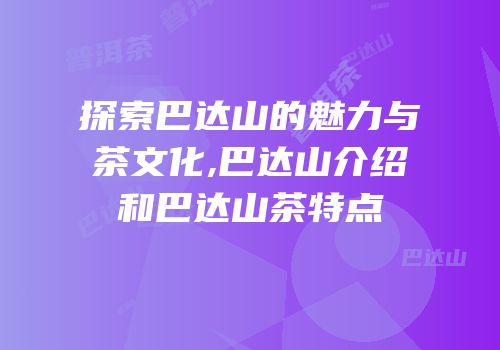 探索巴达山的魅力与茶文化,巴达山介绍和巴达山茶特点