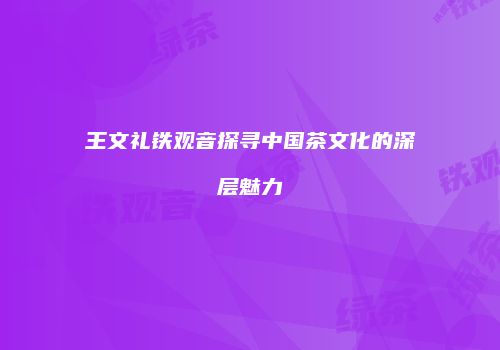 王文礼铁观音探寻中国茶文化的深层魅力