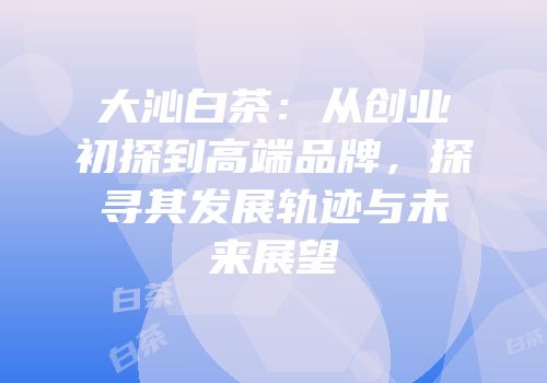 大沁白茶：从创业初探到高端品牌，探寻其发展轨迹与未来展望