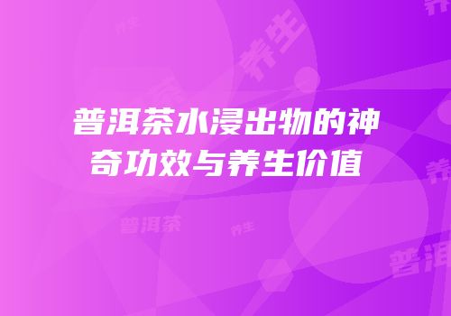 普洱茶水浸出物的神奇功效与养生价值