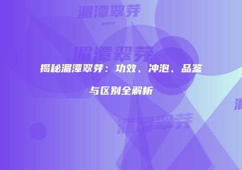 揭秘湄潭翠芽：功效、冲泡、品鉴与区别全解析