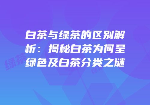 白茶与绿茶的区别解析：揭秘白茶为何呈绿色及白茶分类之谜