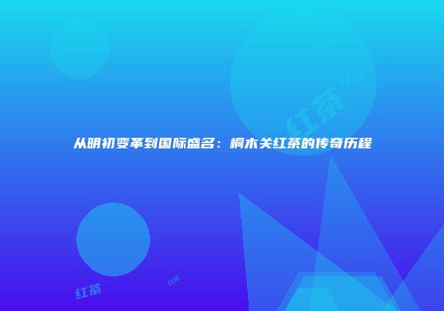 从明初变革到国际盛名：桐木关红茶的传奇历程