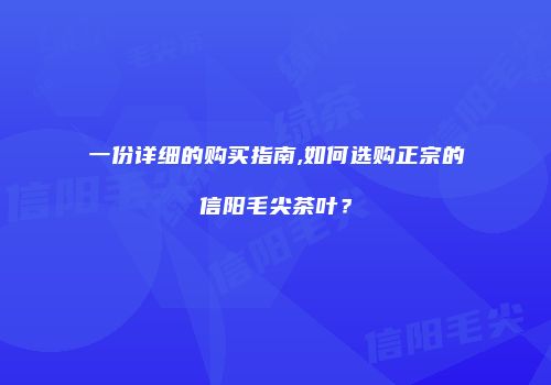 一份详细的购买指南,如何选购正宗的信阳毛尖茶叶？