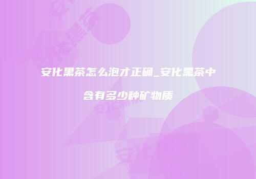 安化黑茶怎么泡才正确_安化黑茶中含有多少种矿物质