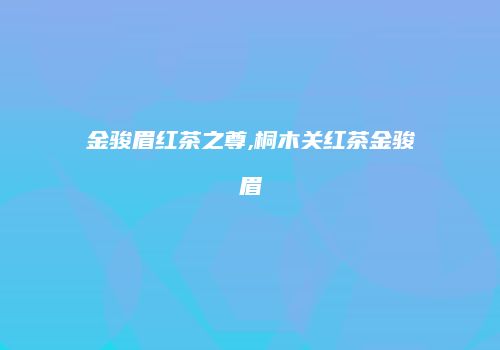 金骏眉红茶之尊,桐木关红茶金骏眉