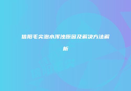 信阳毛尖泡水浑浊原因及解决方法解析