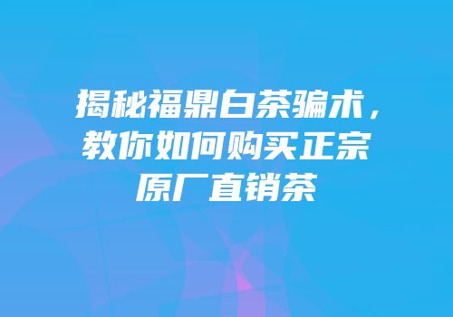 揭秘福鼎白茶骗术，教你如何购买正宗原厂直销茶