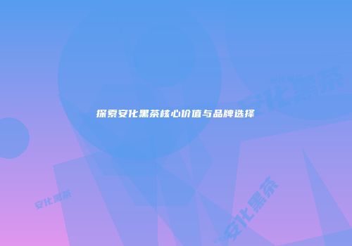 探索安化黑茶核心价值与品牌选择
