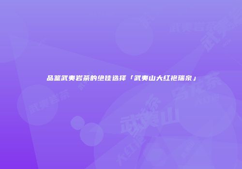品鉴武夷岩茶的绝佳选择「武夷山大红袍瑞泉」