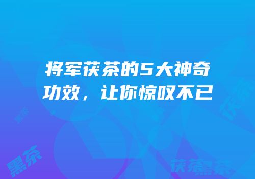 将军茯茶的5大神奇功效，让你惊叹不已