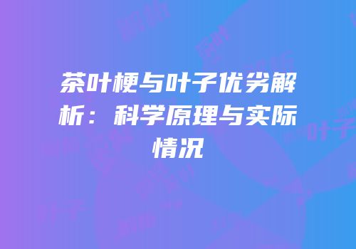 茶叶梗与叶子优劣解析：科学原理与实际情况
