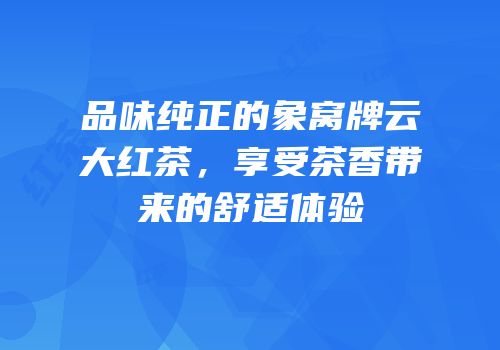 品味纯正的象窝牌云大红茶，享受茶香带来的舒适体验