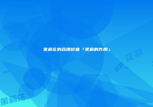 茉莉花的药用价值「茉莉的作用」