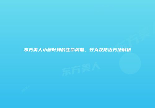 东方美人小绿叶蝉的生命周期、行为及防治方法解析