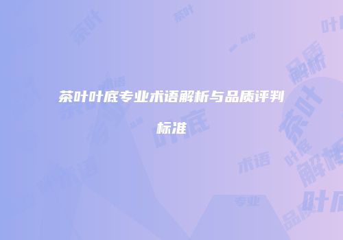 茶叶叶底专业术语解析与品质评判标准