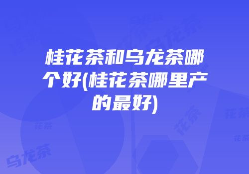 桂花茶和乌龙茶哪个好(桂花茶哪里产的最好)