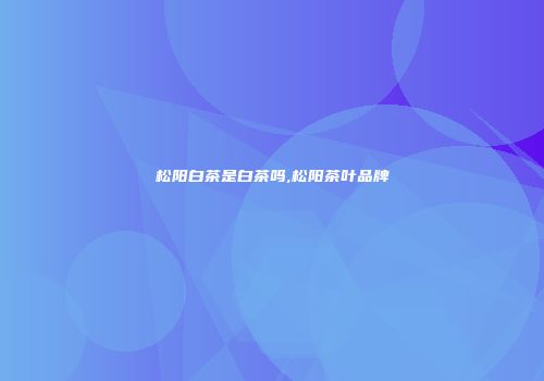 松阳白茶是白茶吗,松阳茶叶品牌