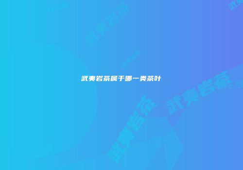 武夷岩茶属于哪一类茶叶