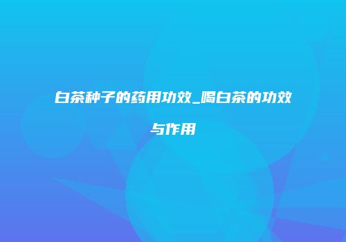 白茶种子的药用功效_喝白茶的功效与作用