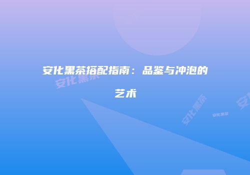 安化黑茶搭配指南：品鉴与冲泡的艺术