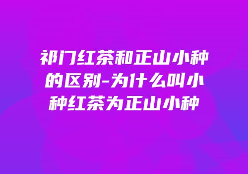 祁门红茶和正山小种的区别-为什么叫小种红茶为正山小种