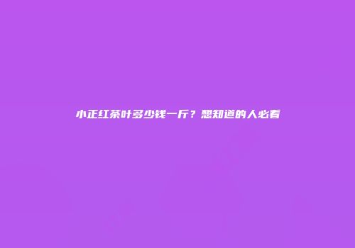 小正红茶叶多少钱一斤？想知道的人必看