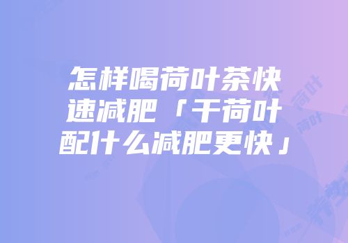 怎样喝荷叶茶快速减肥「干荷叶配什么减肥更快」