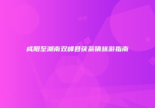 咸阳至湖南双峰县茯茶镇旅游指南